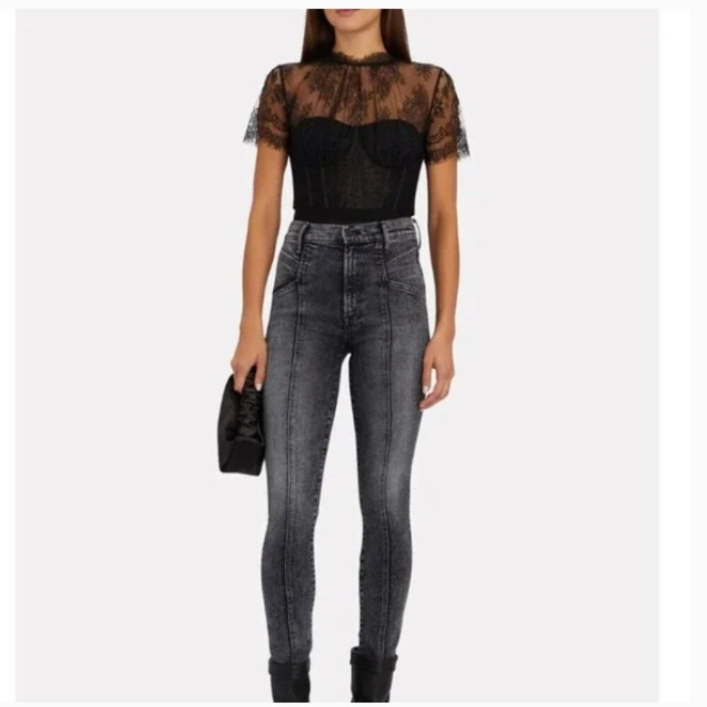 MOTHER The Swooner Ultra High-Rise Seamed Skinny Jeans in Train Stops Sz. 24